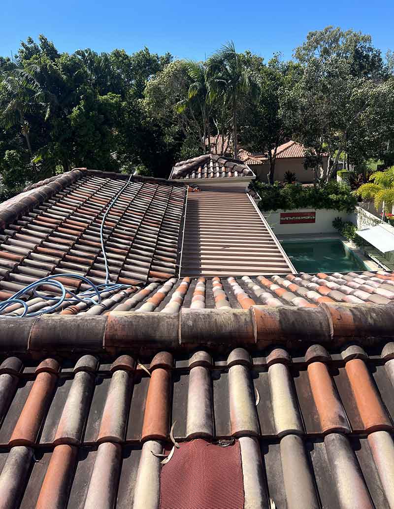Before terracotta roof cleaning Sunshine Coast